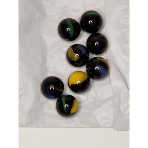 Vintage Imperial Marbles 8 Black Agate Swirls 1/2" Pre owned